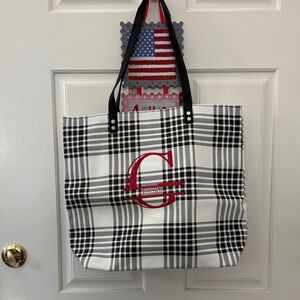 Plaid Black and White Tote Bag